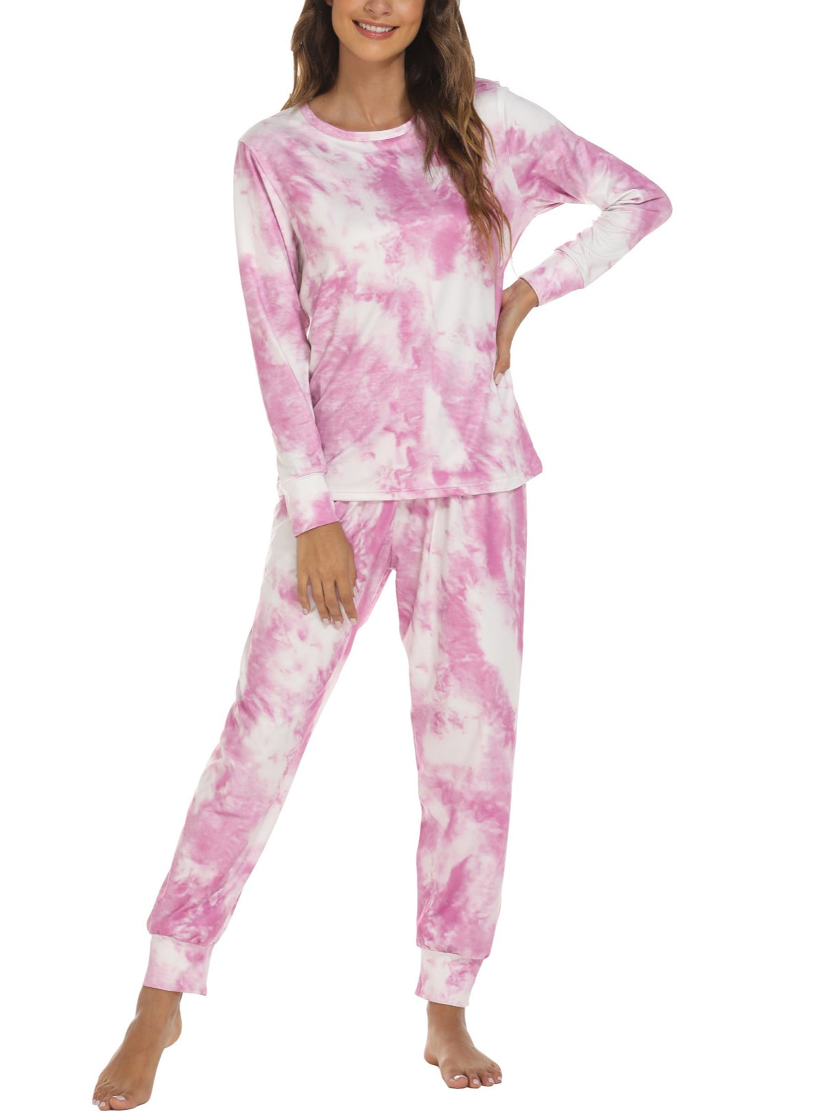 Holiday Print Long Sleeve Lounge Pajama Set - Purple - 1