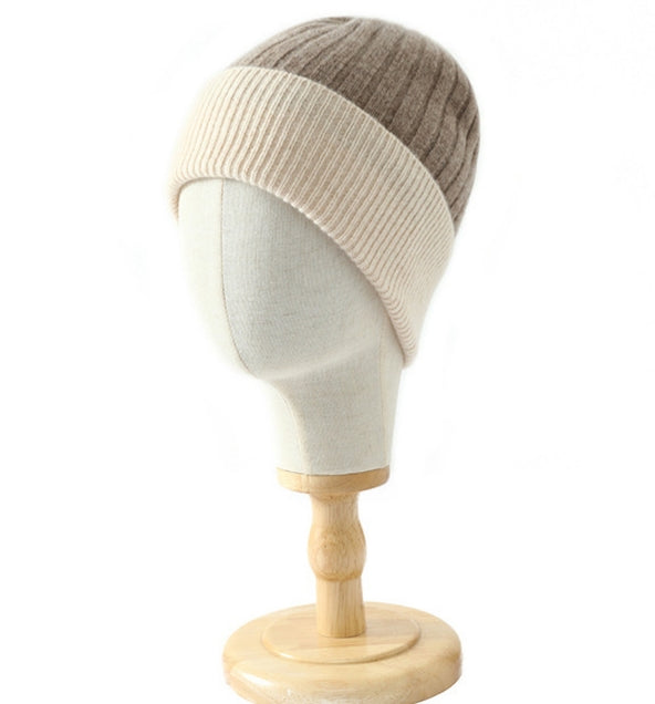 Chunky Vertical Rib Colorblock Beanie - BCamel - 1