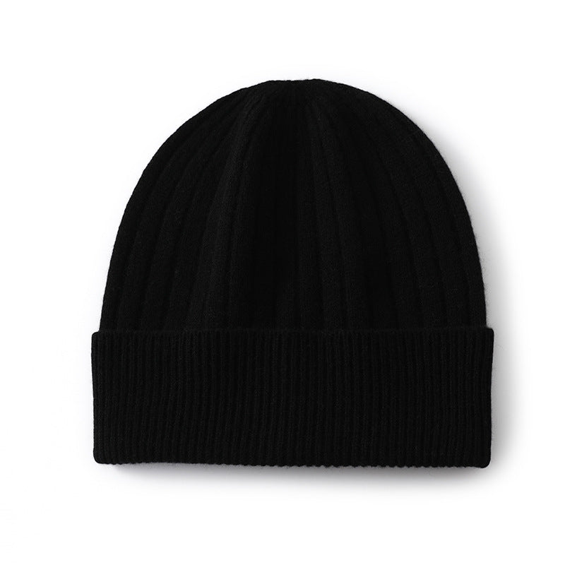 Chunky Vertical Rib Colorblock Beanie - Black