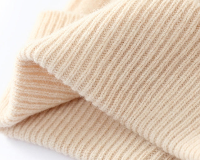 Chunky Vertical Rib Colorblock Beanie - CBeige - 3
