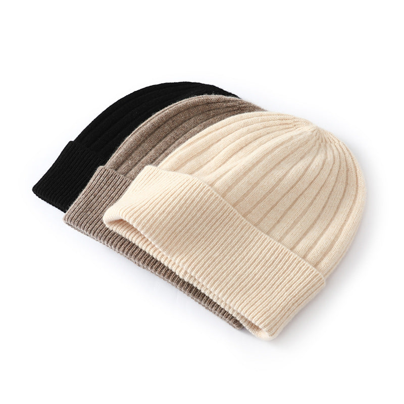 Chunky Vertical Rib Colorblock Beanie - CBeige - 4