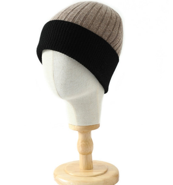 Chunky Vertical Rib Colorblock Beanie - HCamel - 1