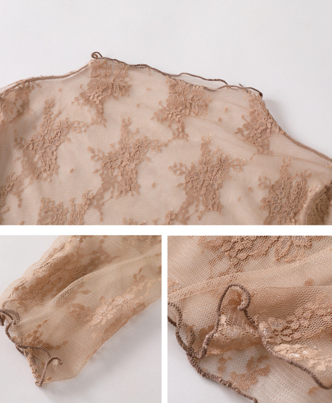 Sheer Floral Lace Mock Neck Top - view 2