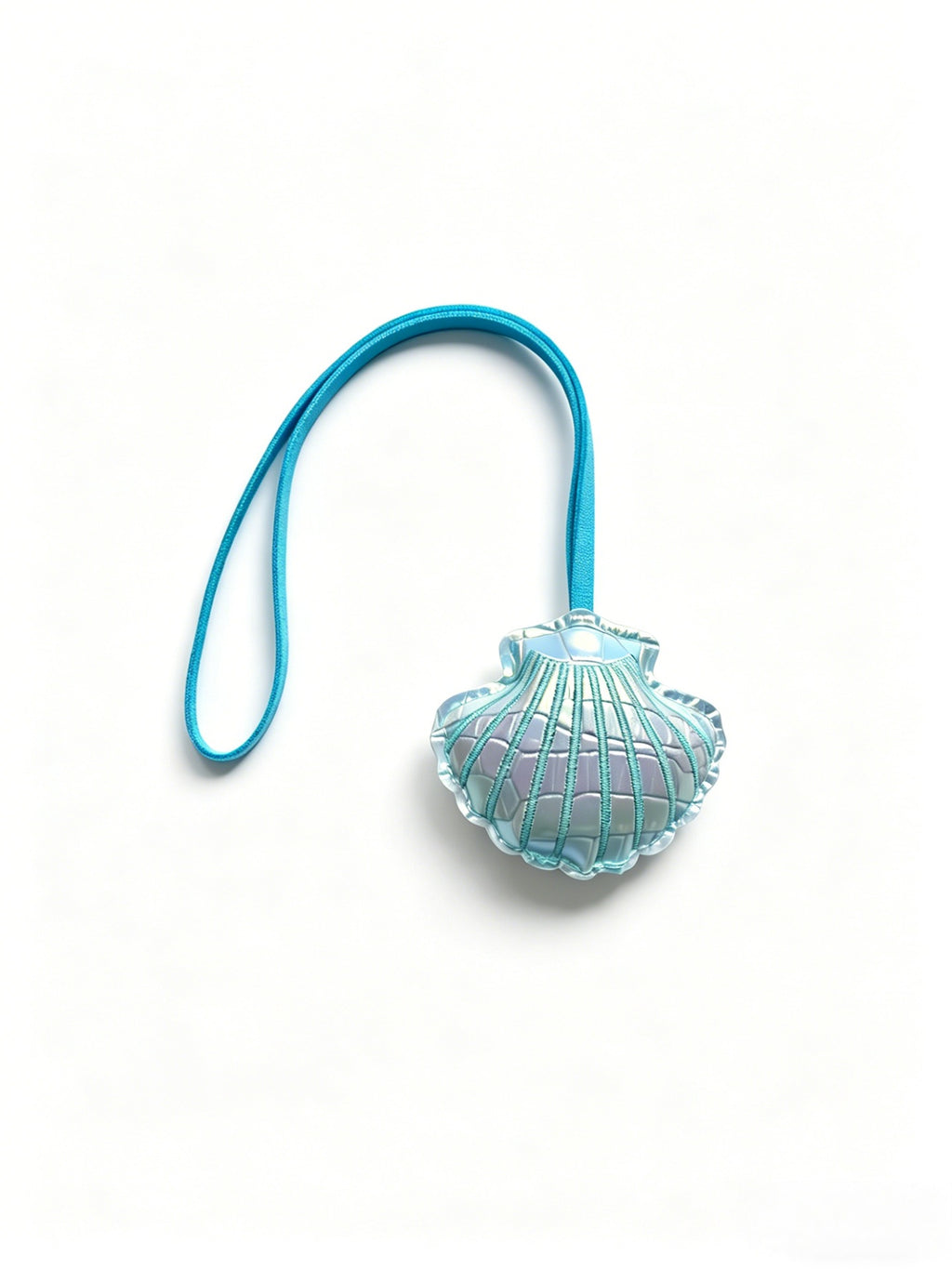 Seashell Bag Charm Keychain with Bow - Blue_01
