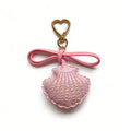 Seashell Bag Charm Keychain with Bow - Pink