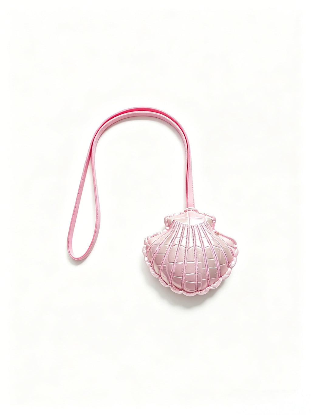 Seashell Bag Charm Keychain with Bow - Pink_01
