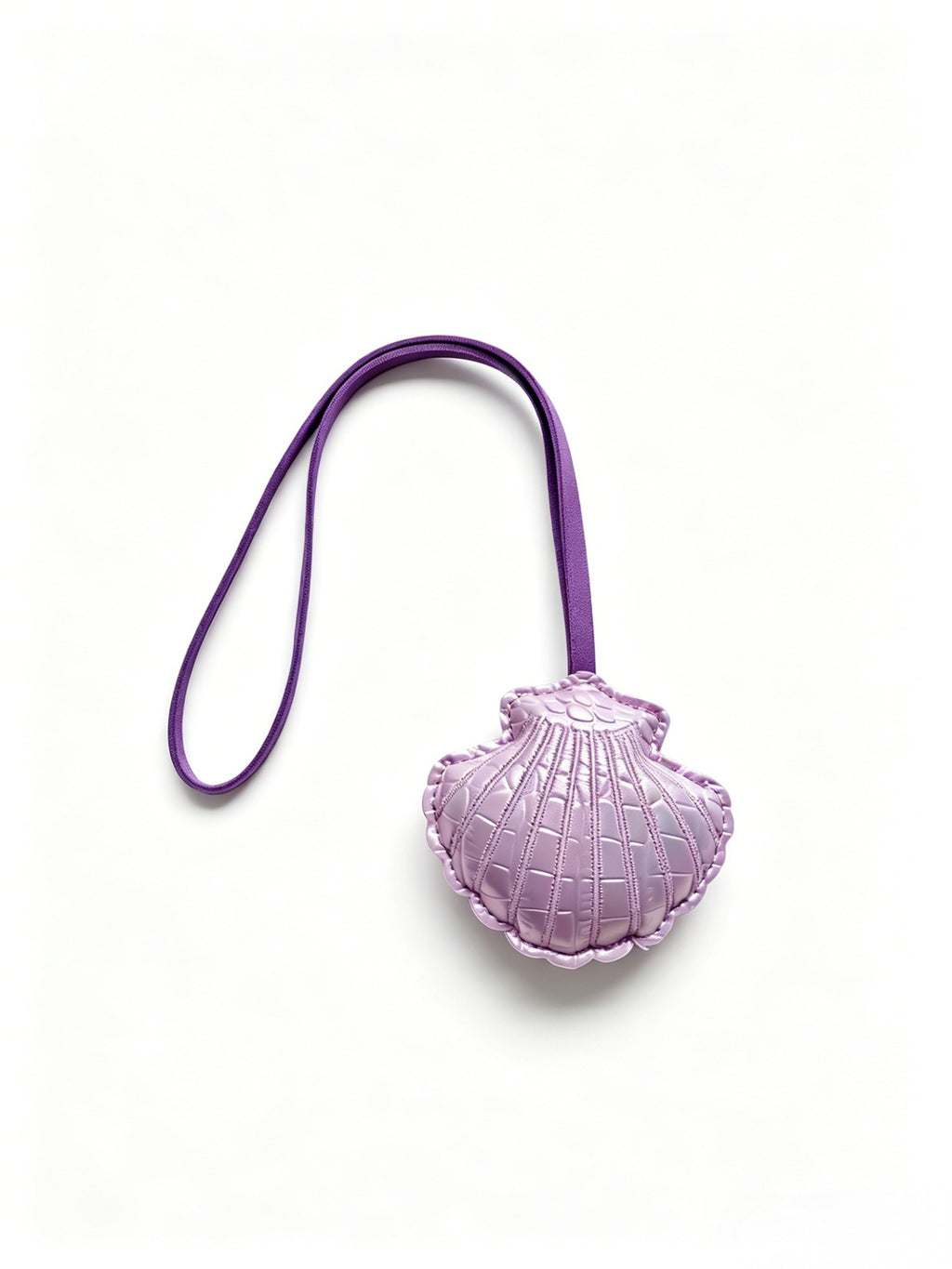 Seashell Bag Charm Keychain with Bow - Purple_01