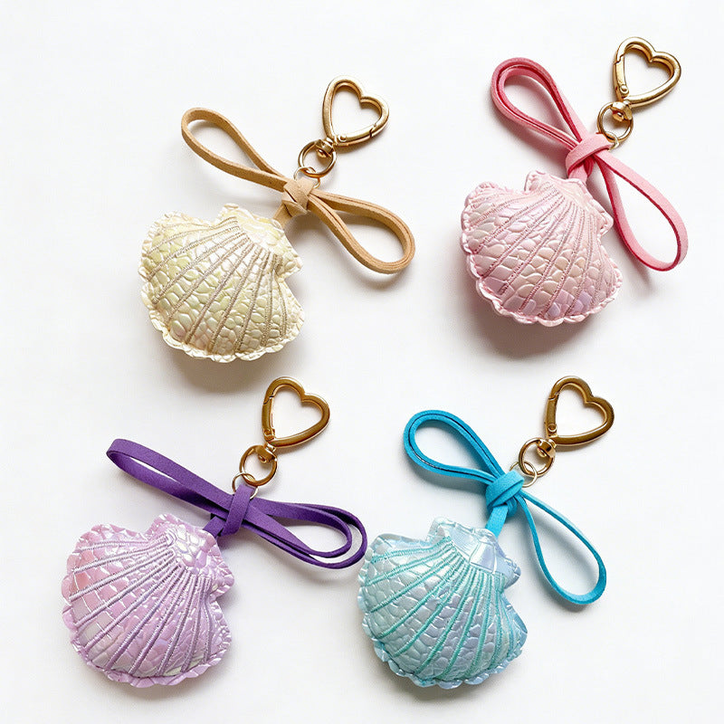 Seashell Bag Charm Keychain with Bow
