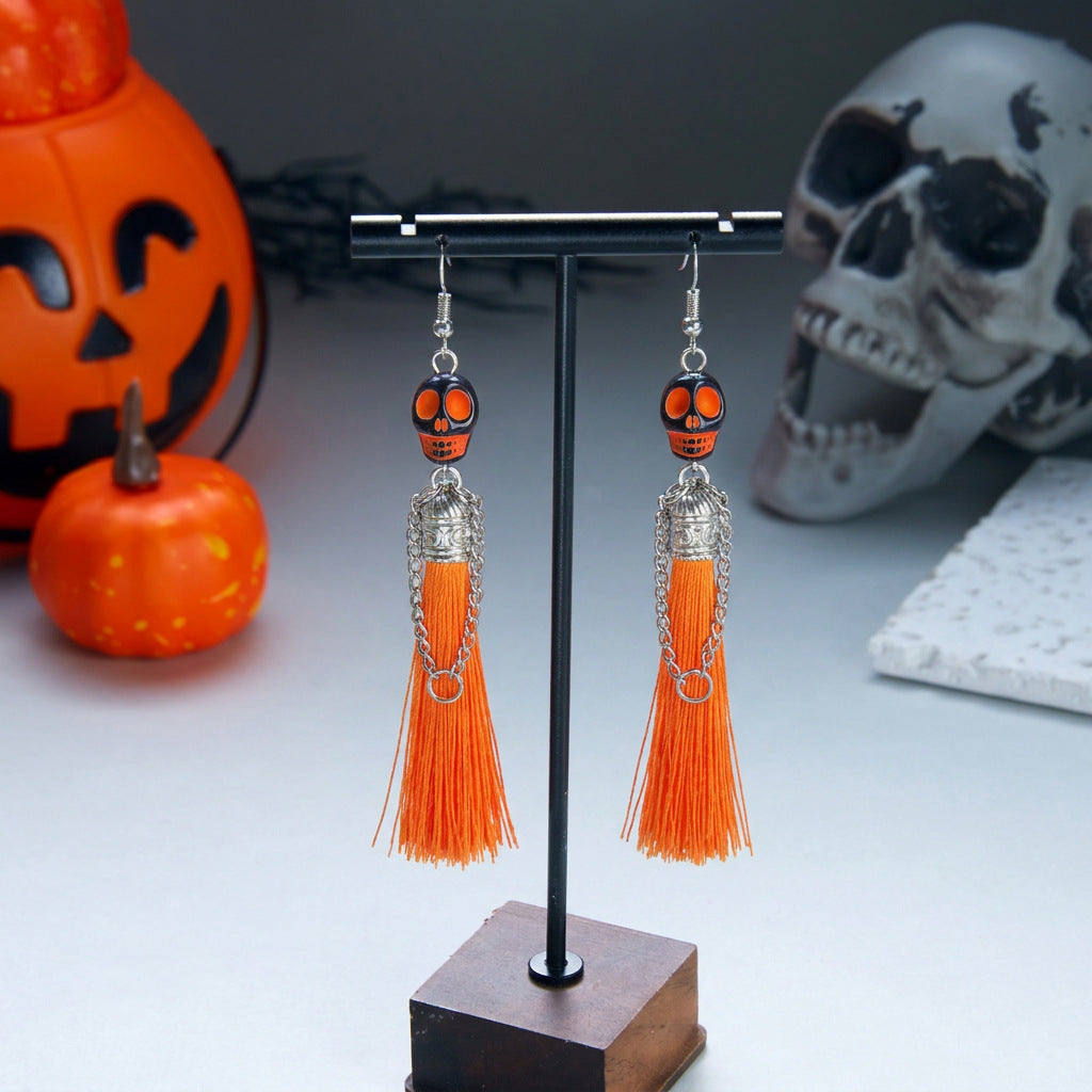 Skull Stack Tassel Drop Earrings - NO-1