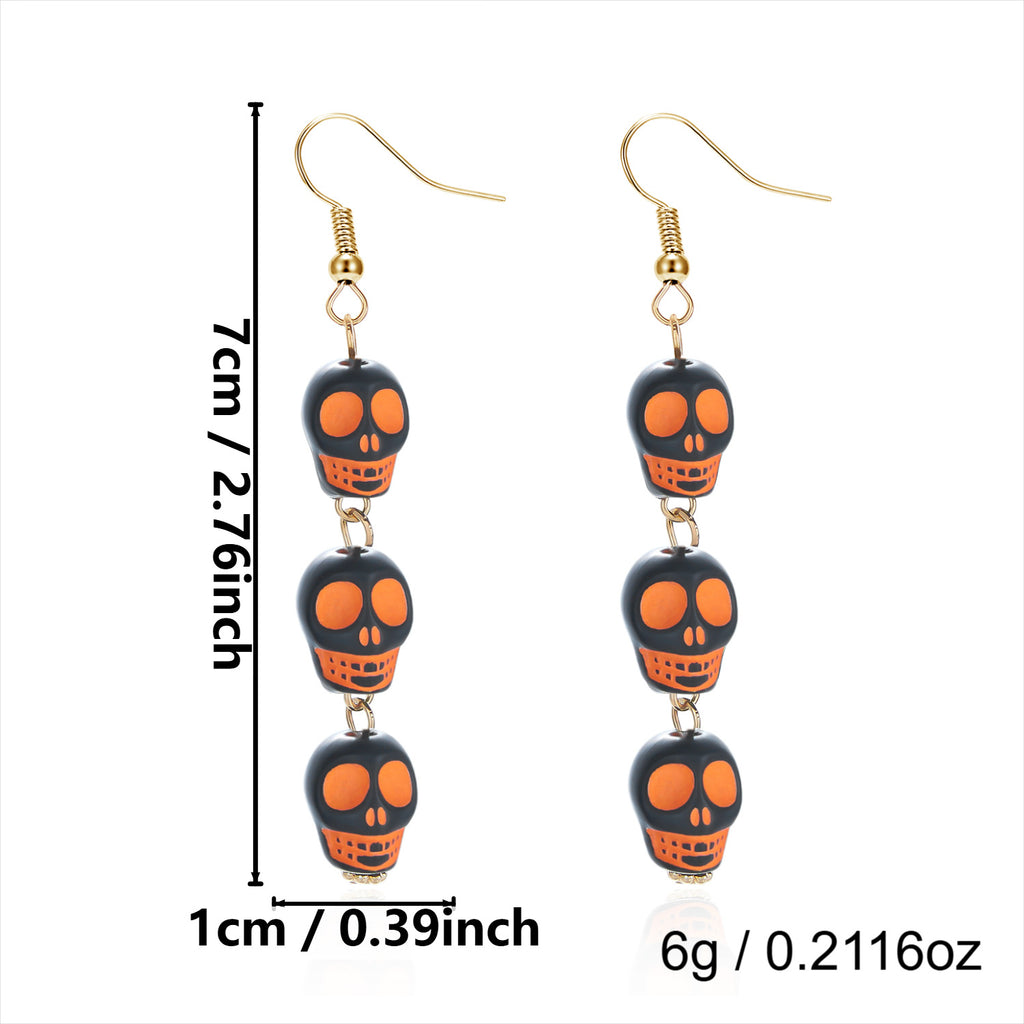Skull Stack Tassel Drop Earrings - NO-10