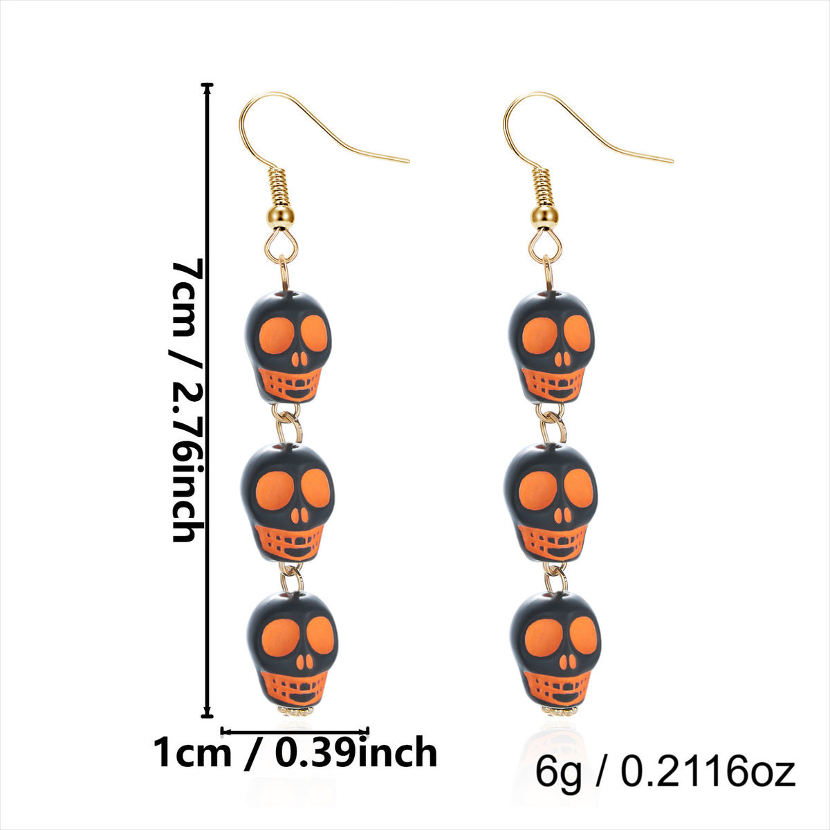 Skull Stack Tassel Drop Earrings - NO-10