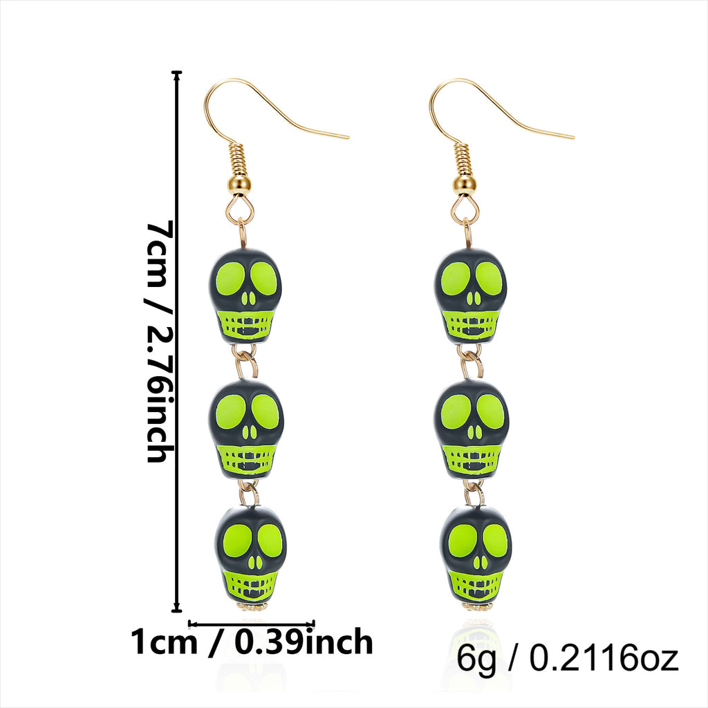 Skull Stack Tassel Drop Earrings - NO-11