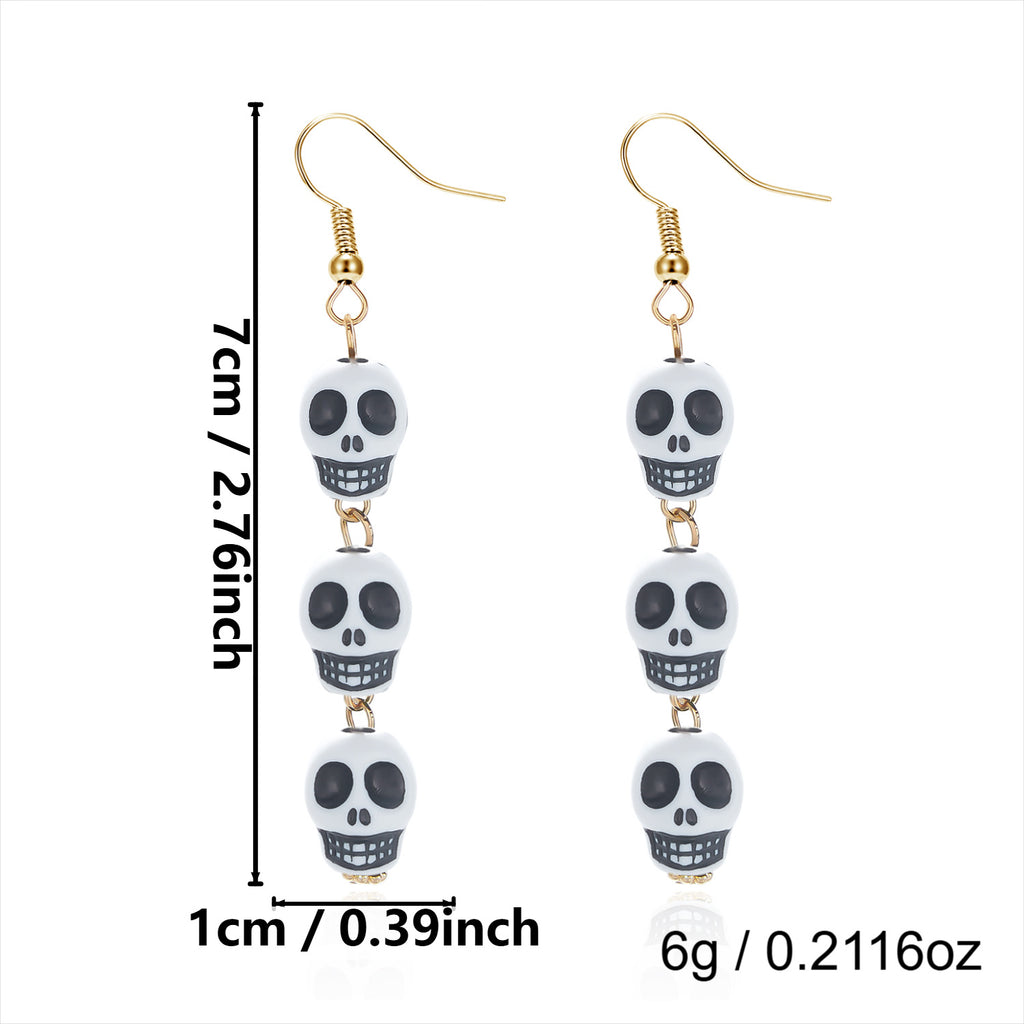 Skull Stack Tassel Drop Earrings - NO-12