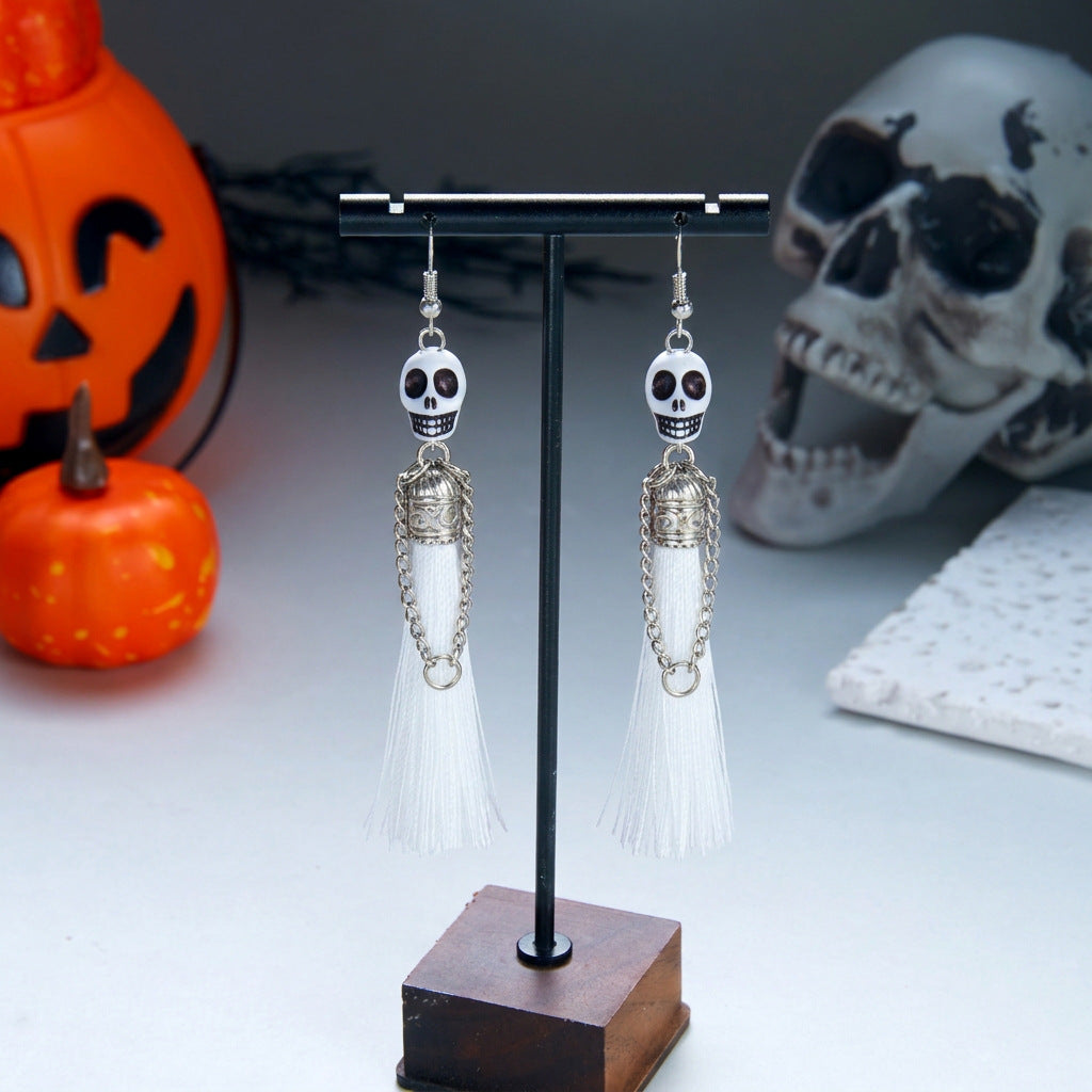 Skull Stack Tassel Drop Earrings - NO-3