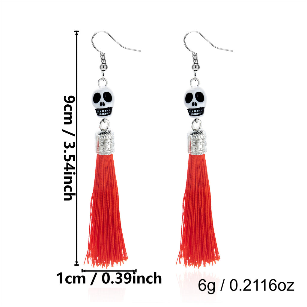 Skull Stack Tassel Drop Earrings - NO-7