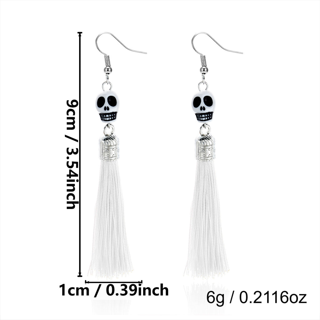Skull Stack Tassel Drop Earrings - NO-8