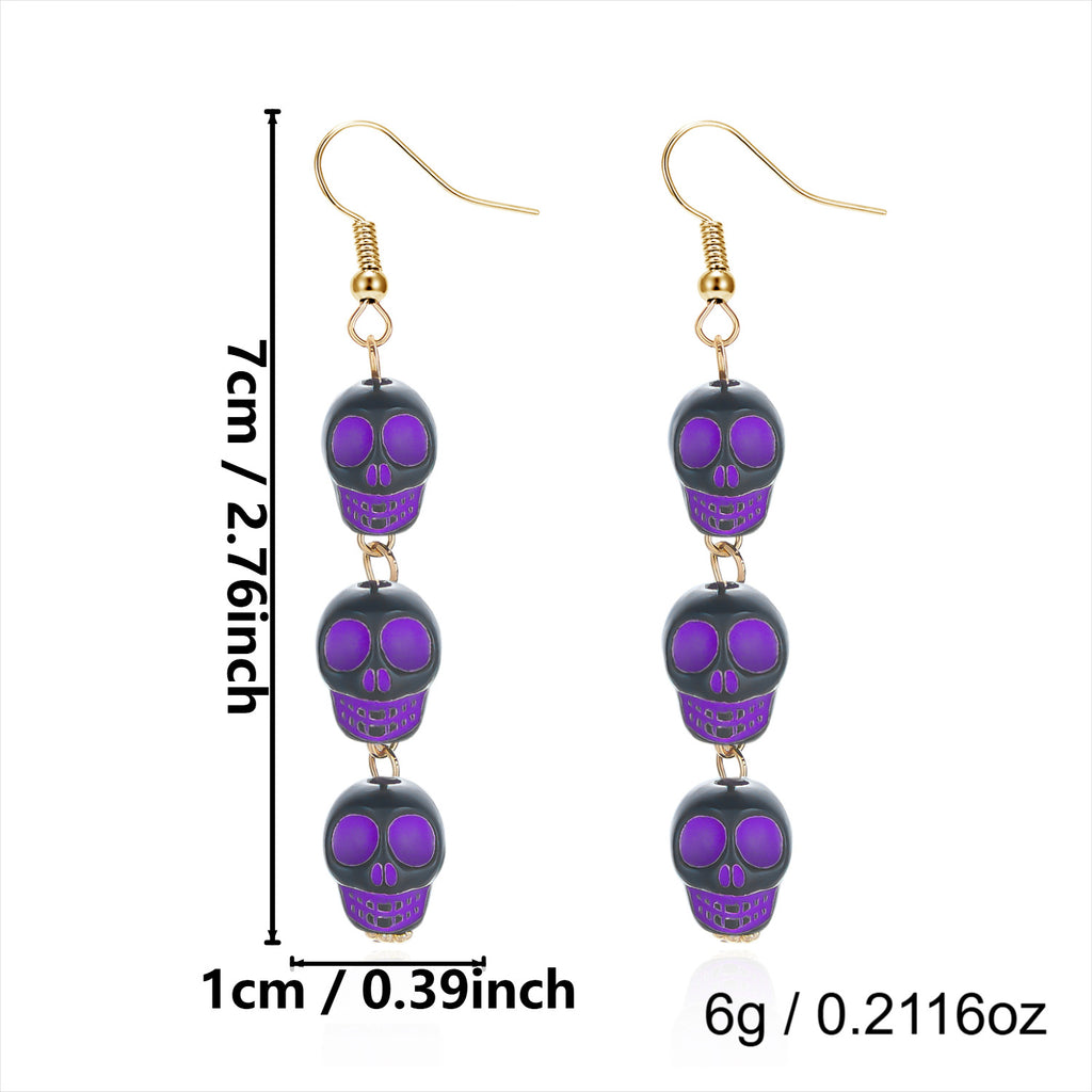 Skull Stack Tassel Drop Earrings - NO-9