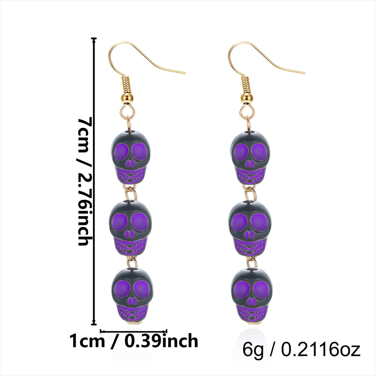 Skull Stack Tassel Drop Earrings - NO-9