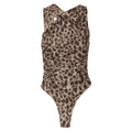 Leopard Print Ruched Mesh Bodysuit - Leopard