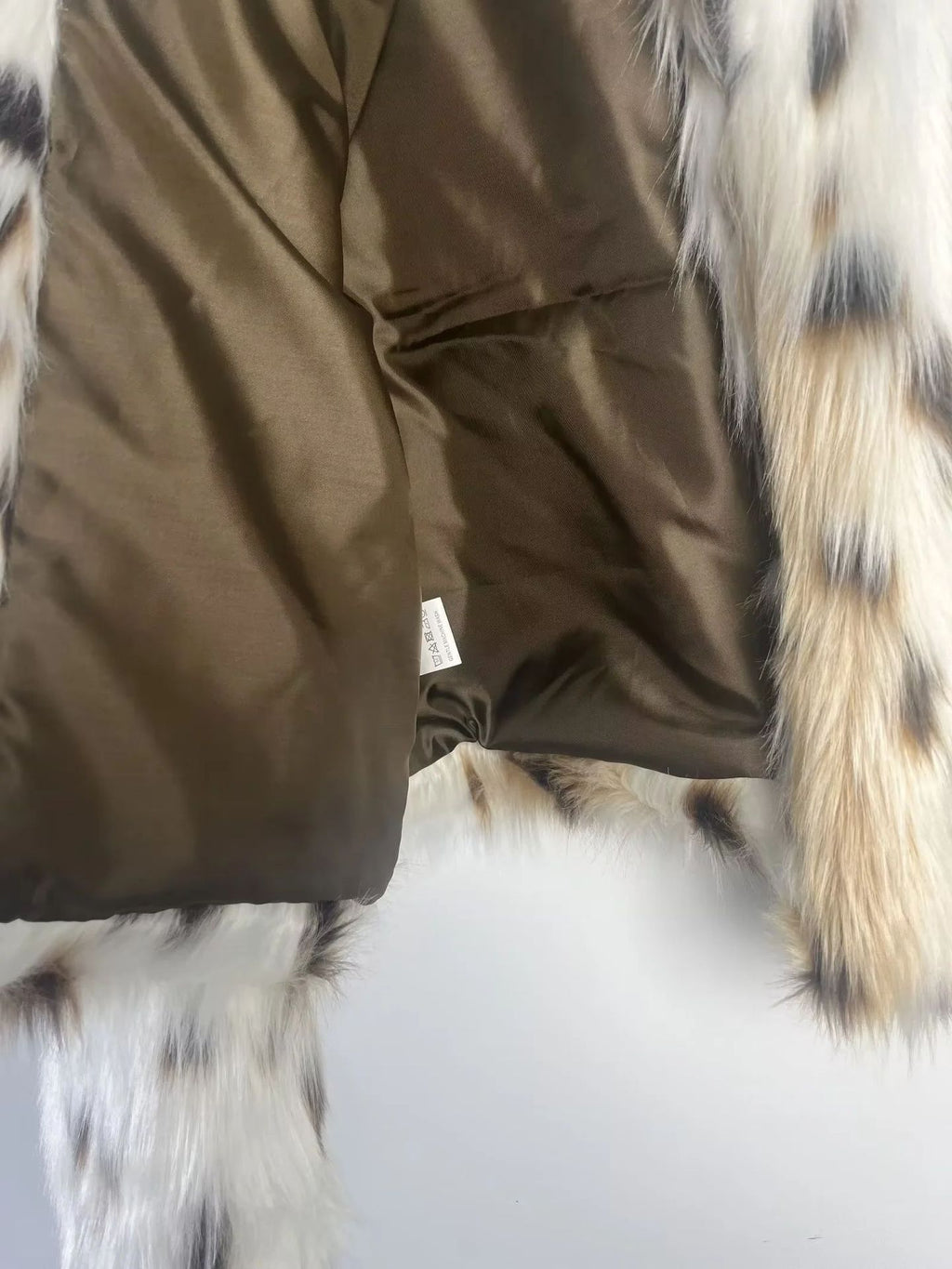 Snow Leopard Print Faux Fur Coat - Printed - 3