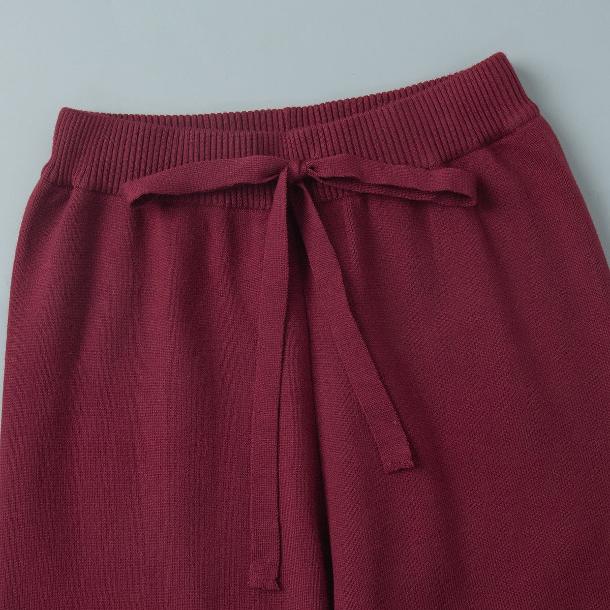 Mock Neck Zip Cardigan and Trouser Set - Winered - 3