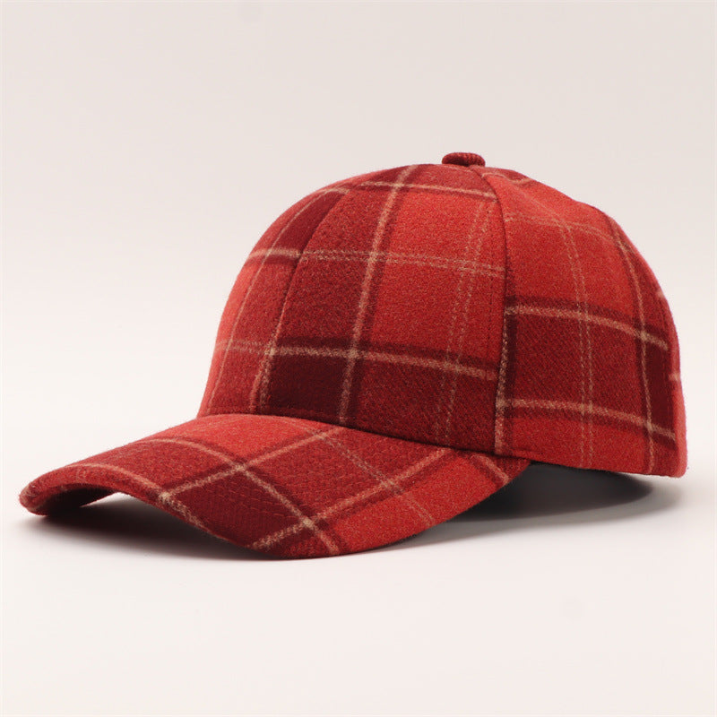 Tartan Check Curved Brim Baseball Cap - Bred
