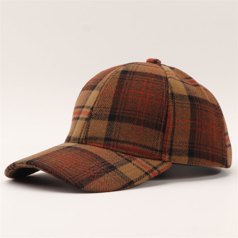 Tartan Check Curved Brim Baseball Cap - Brown