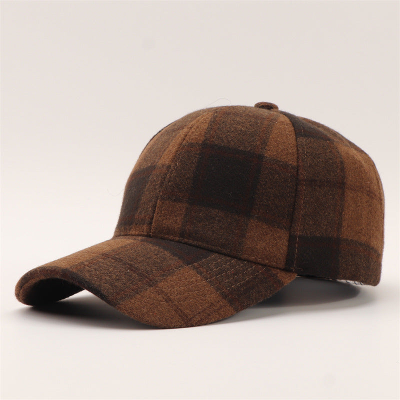 Tartan Check Curved Brim Baseball Cap - Coffee