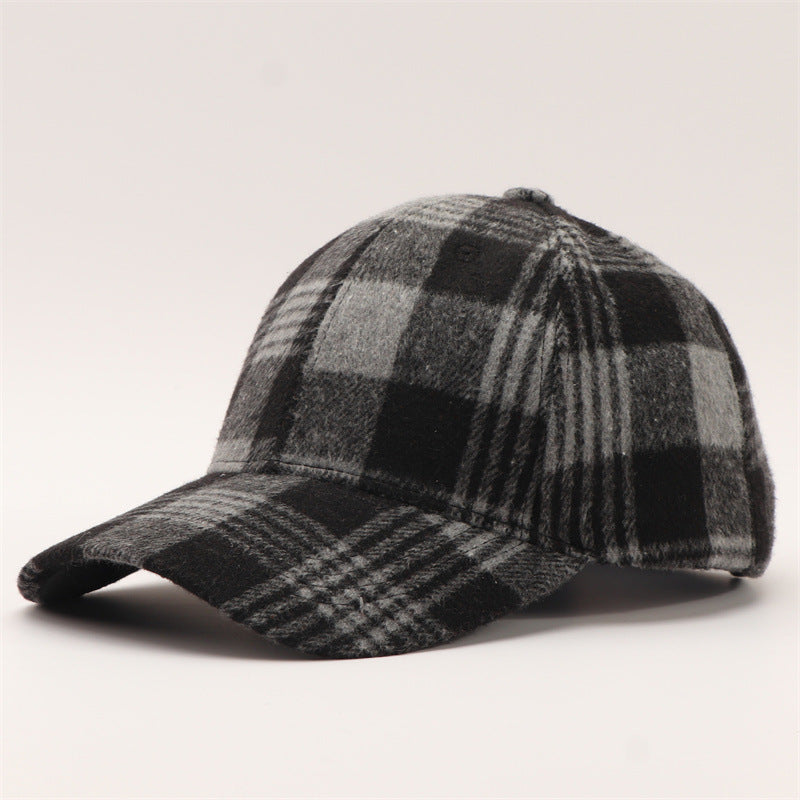 Tartan Check Curved Brim Baseball Cap - Darkgrey