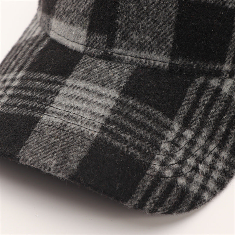 Tartan Check Curved Brim Baseball Cap - Darkgrey - 1