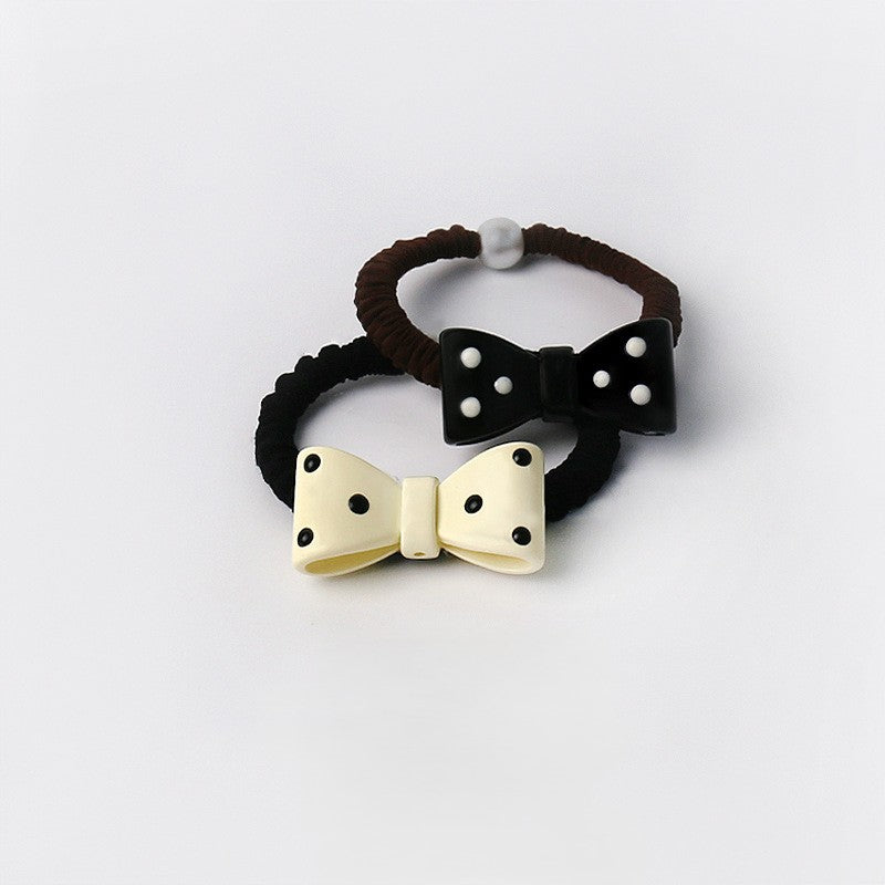 Polka Dot Bow Elastic Hair Tie