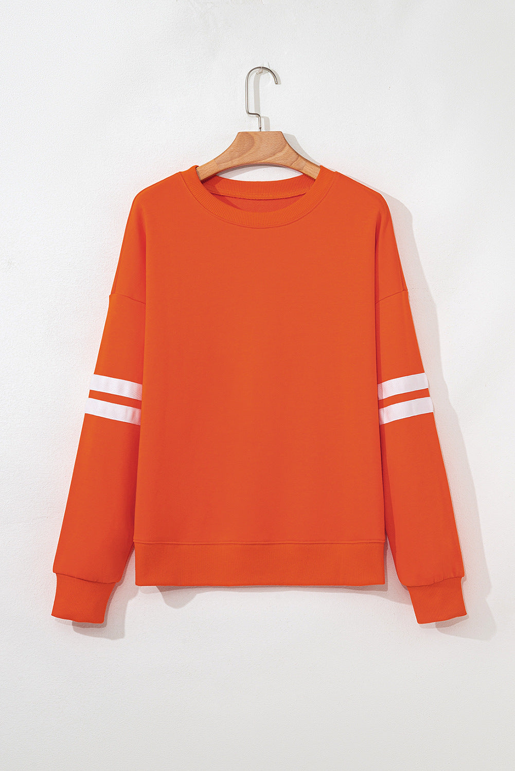 Varsity Stripe Sleeve Crew Sweatshirt - Orange