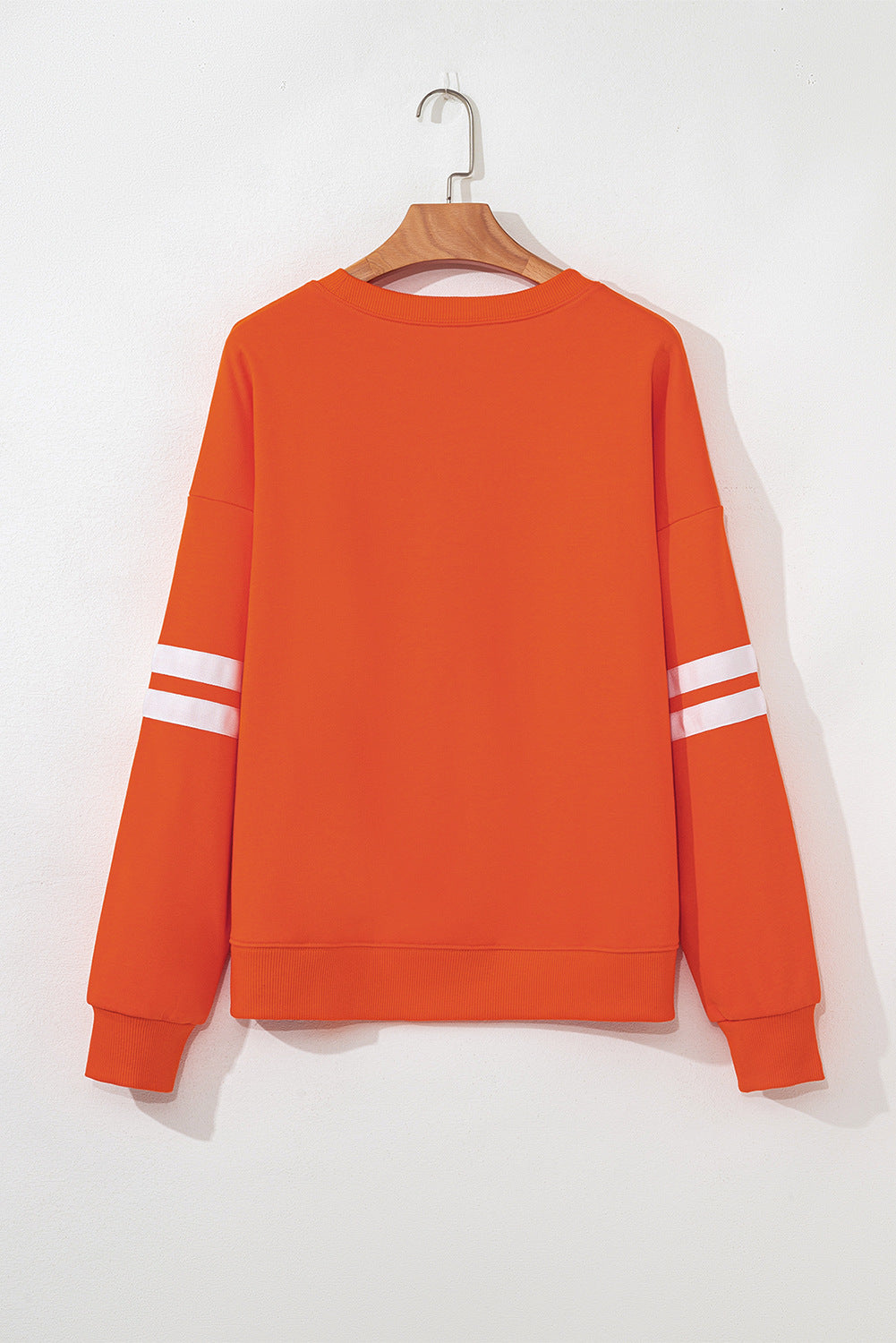 Varsity Stripe Sleeve Crew Sweatshirt - Orange - 1