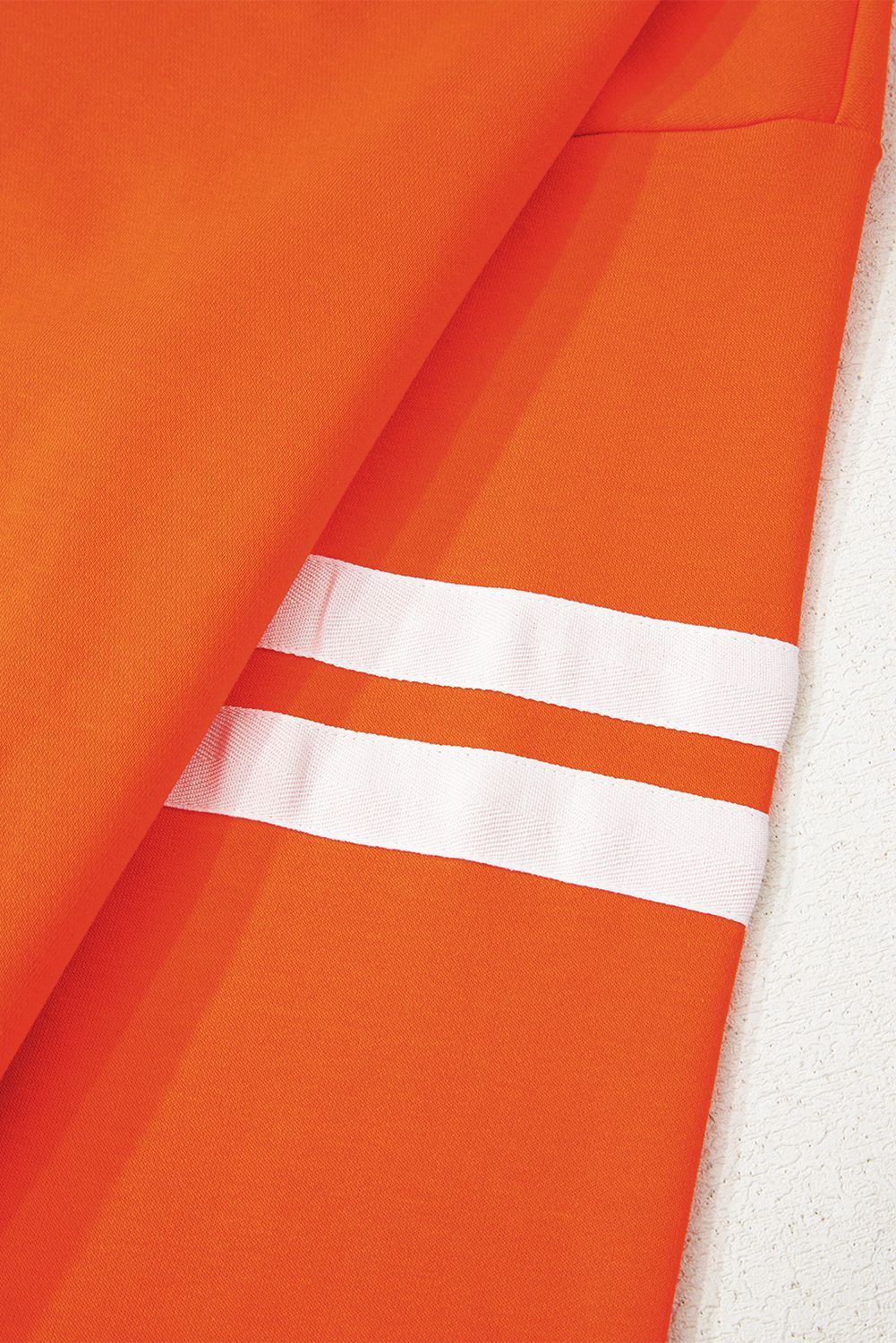 Varsity Stripe Sleeve Crew Sweatshirt - Orange - 2
