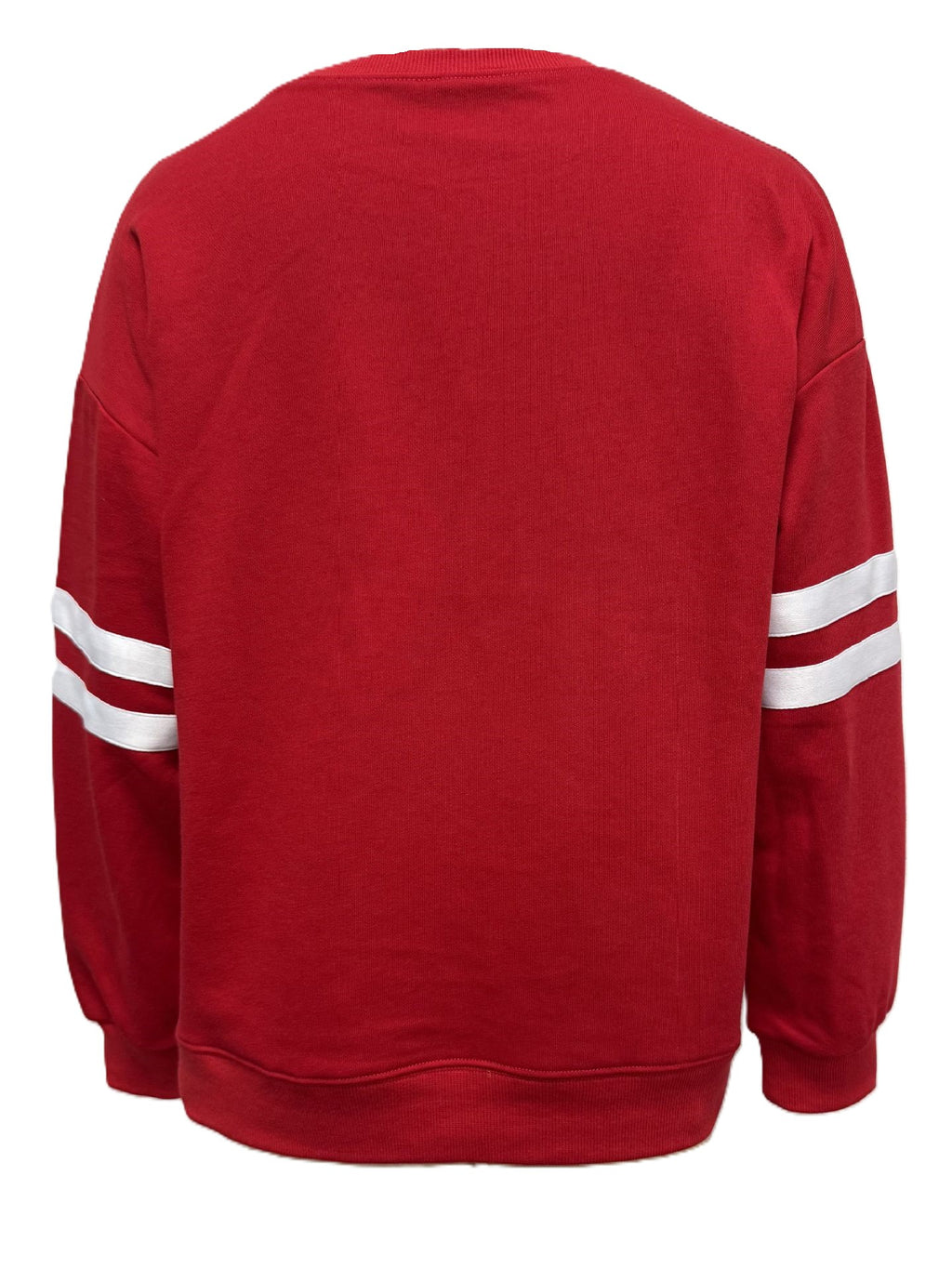 Varsity Stripe Sleeve Crew Sweatshirt - Red - 2