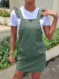 Ruffle Strap Pinafore Mini Dress - Green