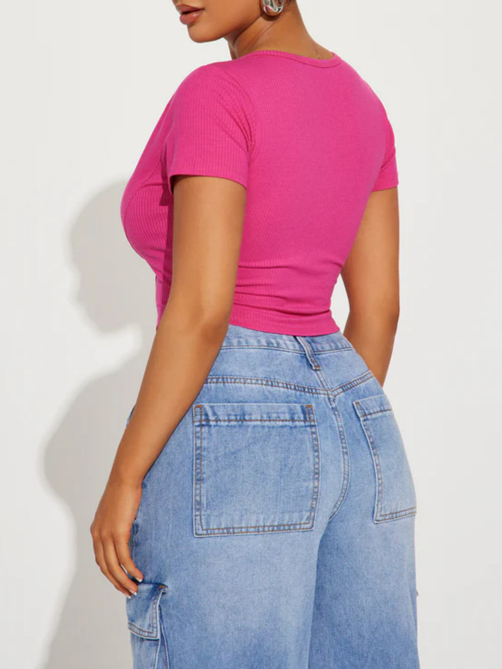 Deep V Twist Front Crop Tee - view 1