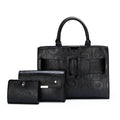 Embossed Letter Top Handle Bag Set - Black