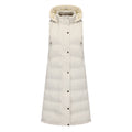 Longline Hooded Puffer Vest With Pockets - White
