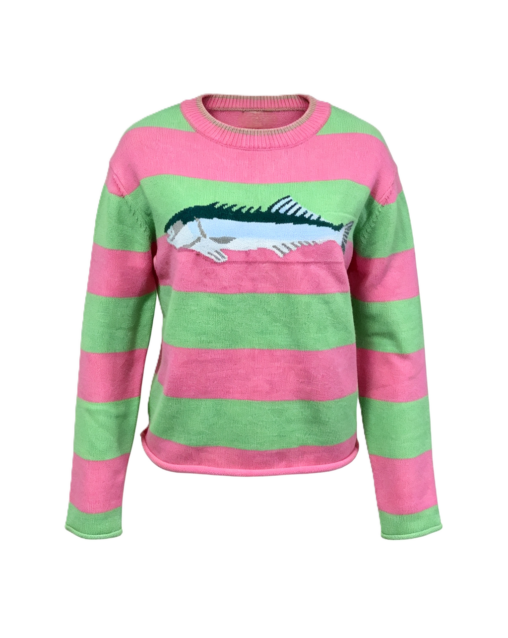 Sardine Intarsia Stripe Crewneck Sweater - Sardine - 1