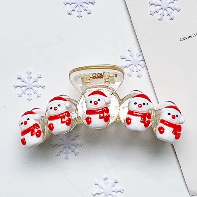 Christmas Motif Claw Hair Clip - Snowman