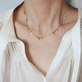 Square Charm Fringe Chain Necklace - Gold