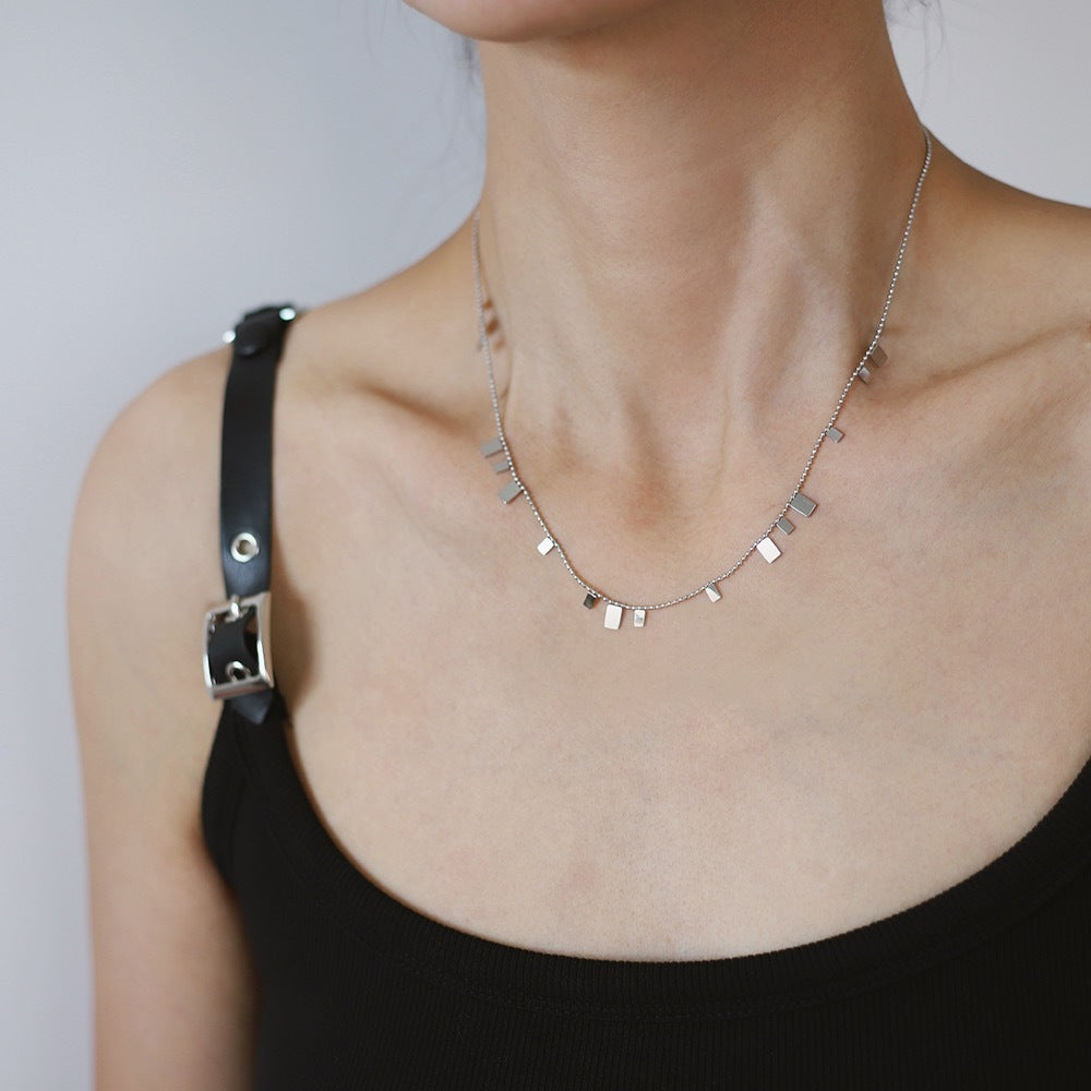 Square Charm Fringe Chain Necklace - view 1