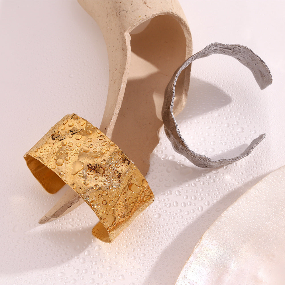Wide Molten Hammered Statement Cuff Bracelet - view 9