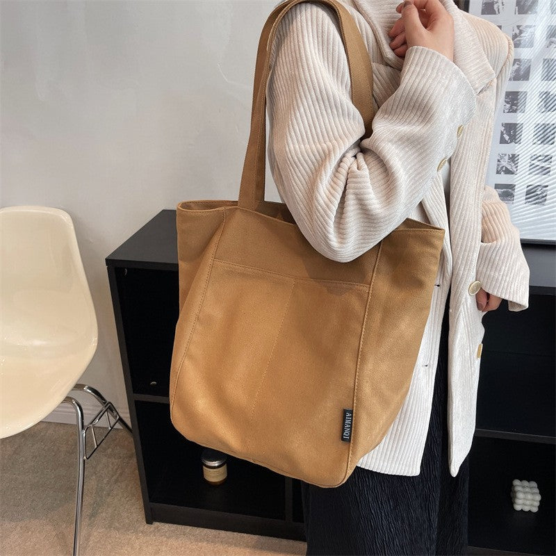 Canvas Zip Tote Bag with Front Pocket