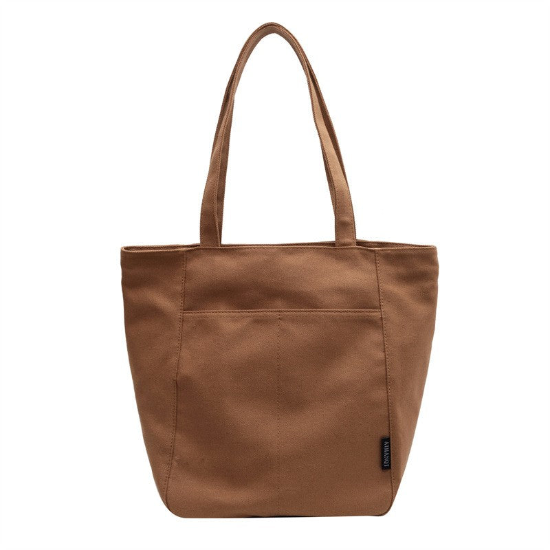Canvas Zip Tote Bag with Front Pocket
