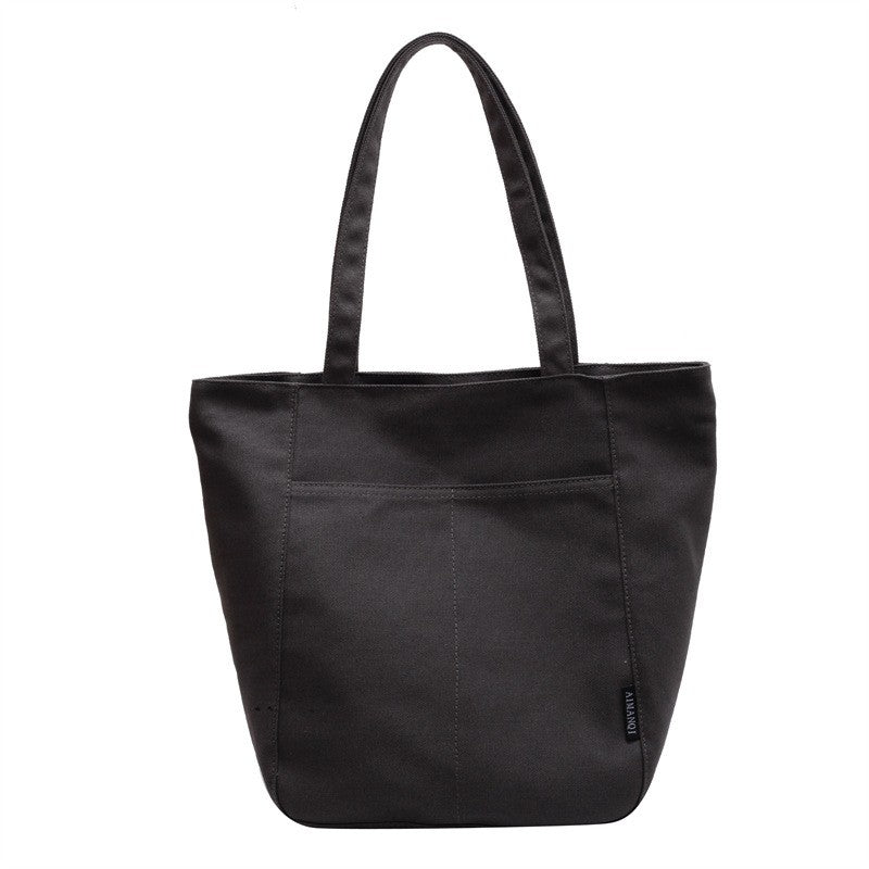 Canvas Zip Tote Bag with Front Pocket