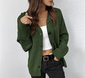 Slouchy Chunky Knit Drop Shoulder Cardigan - Green