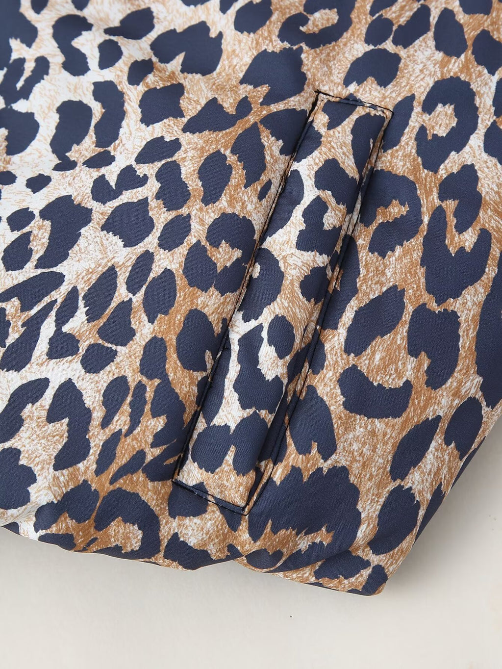 Leopard Print Rib Collar Bomber Jacket - Brown - 5