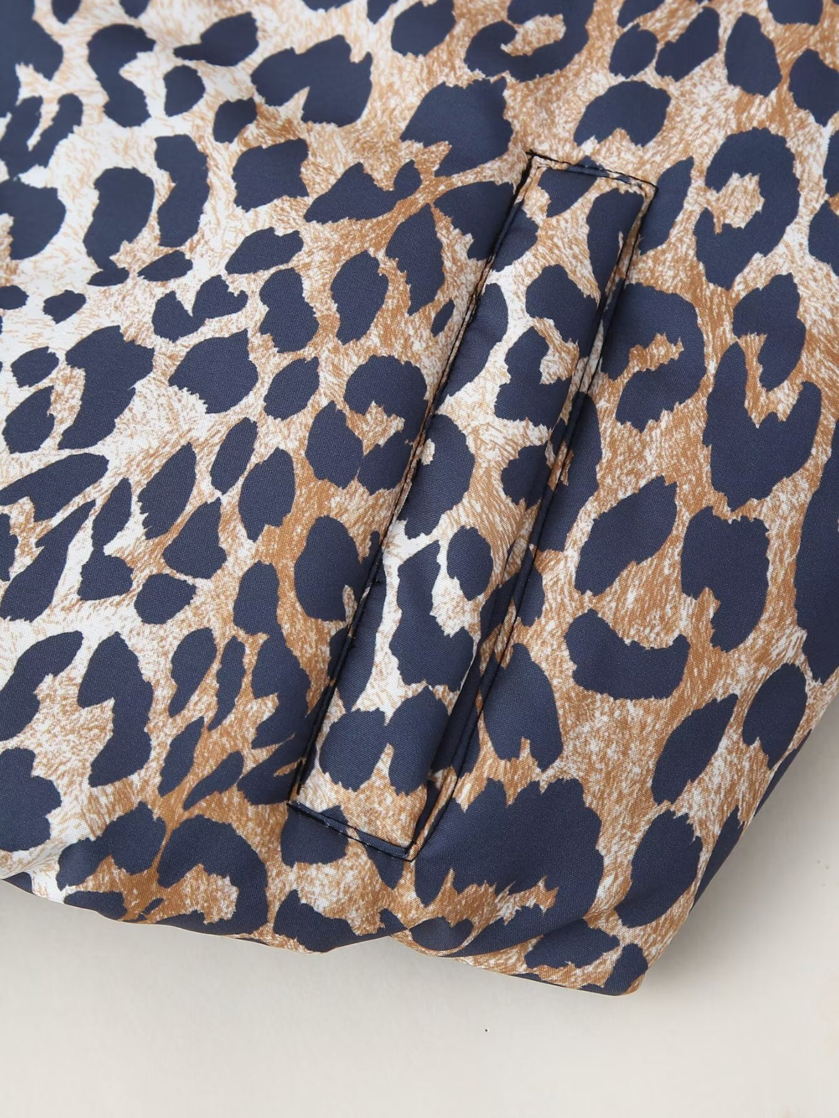 Leopard Print Rib Collar Bomber Jacket - Brown - 5